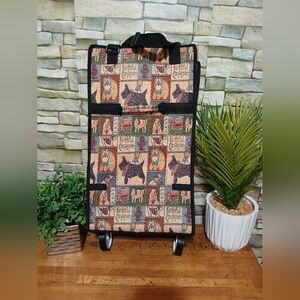 Faithful Companion Dog Tapestry Print Rolling‎ Tote Bag with Wheels